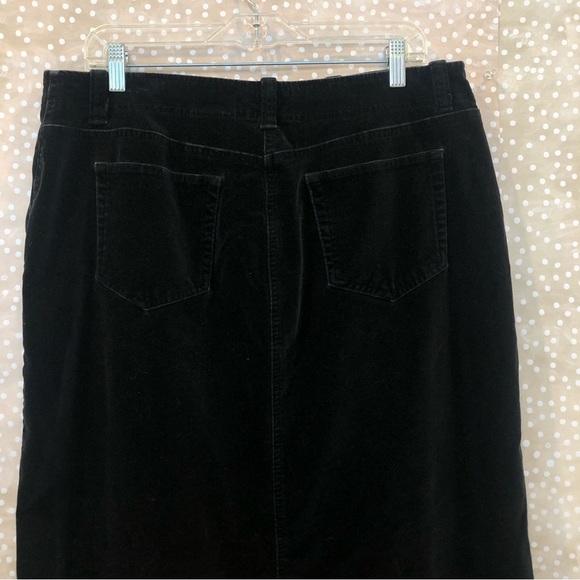 Eddie Bauer Black Velvet Long Skirt Front Split Pockets Belt Loops Size 14 TALL - Picture 5 of 7